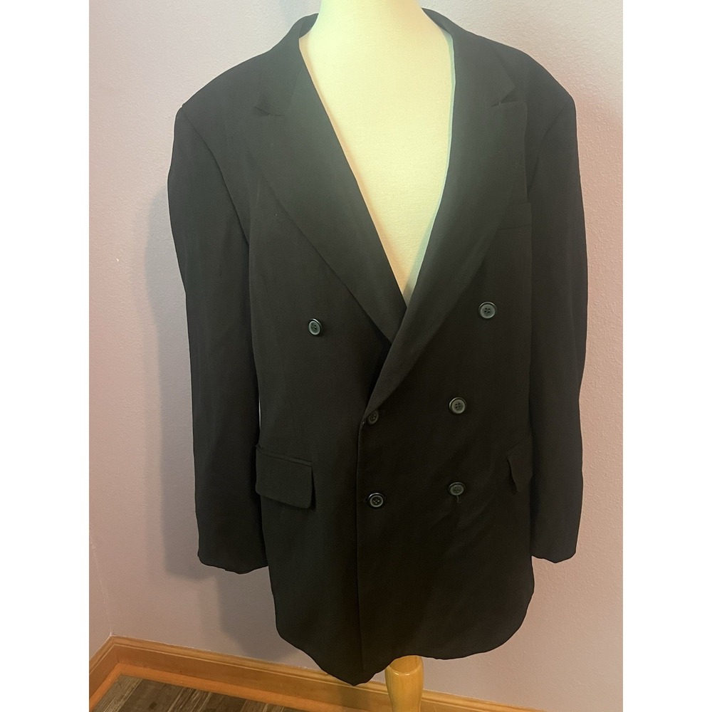 Vintage Riggins Black Men's Suit Coat Jacket Blazer 42R Wool‎